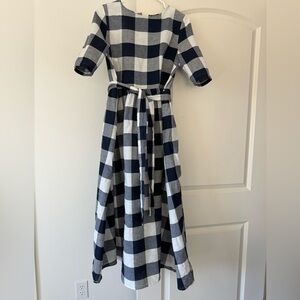 SHEIN Navy and White Plaid Dress